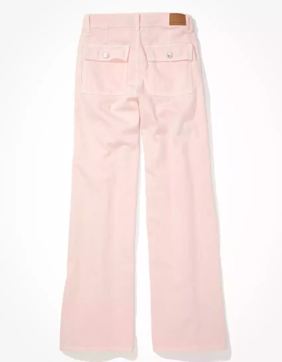 Jean American Eagle AE Stretch Super High-Waisted Baggy Larges-Leg Pant Rose Femme | BLI-27213325